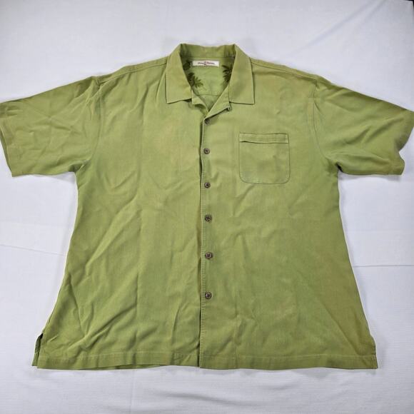 Tommy Bahama Green Short Sleeve 100% Silk Button Up Shirt‎ Men's Size XXL - Picture 1 of 6